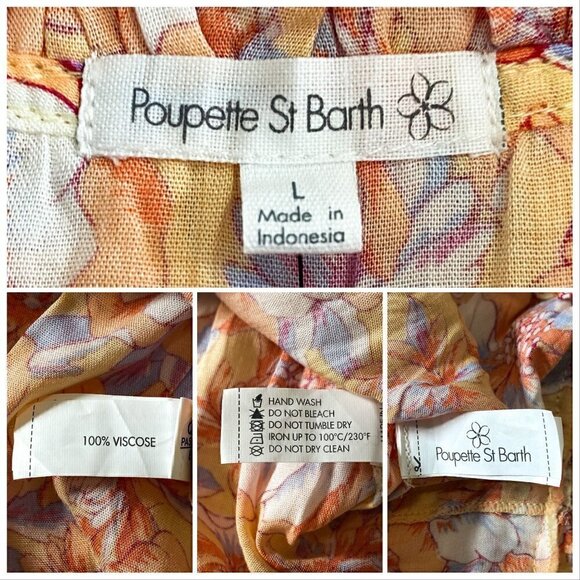 NWT ‎ Poupette St Barth Triny Floral Mini dress, Size L, Orange Esterel - Picture 12 of 16